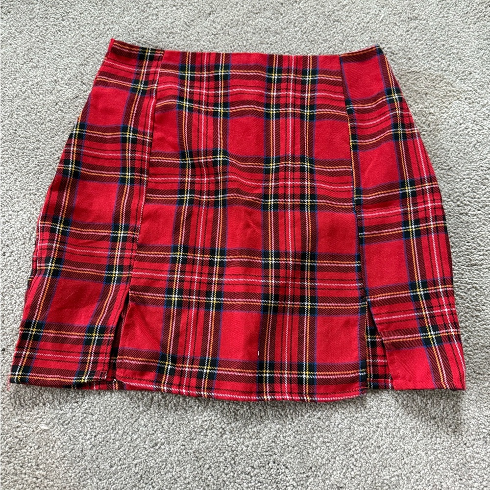 Red Plaid Women's Skirt